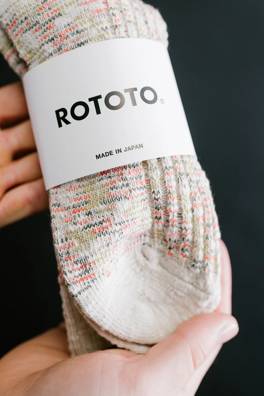 R1513 - Kasuri Ribbed Crew Socks - Yellow, Red - Image 3