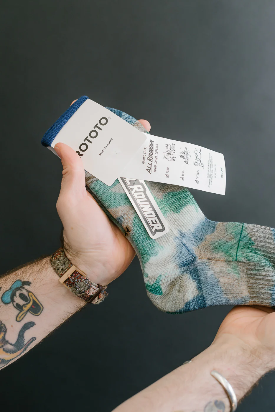 R1564 - Allrounder Merino Tie Dye Crew Sock - Green, Blue - Image 3