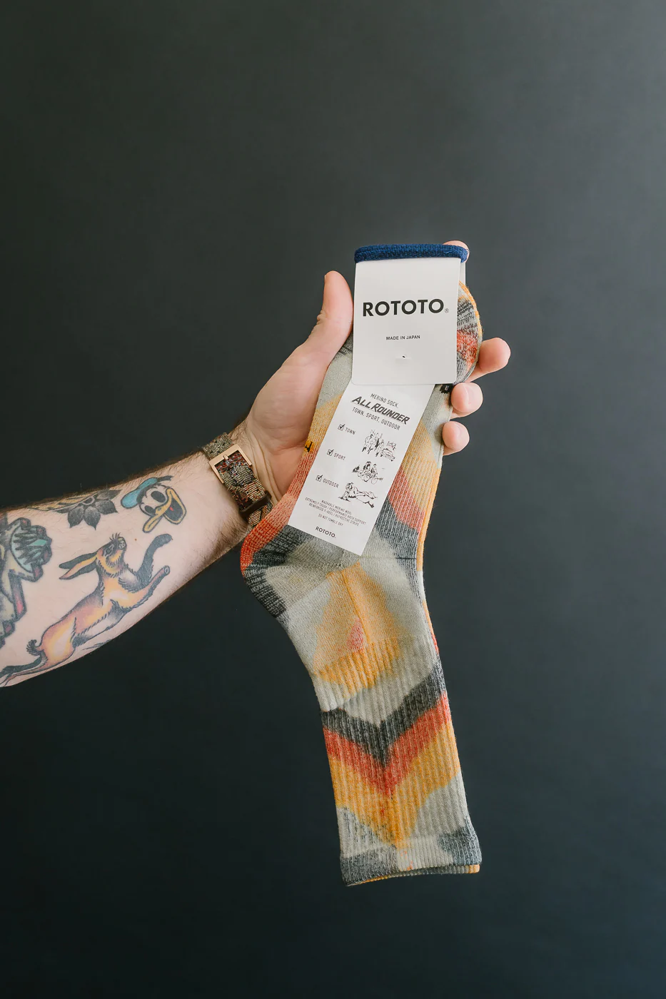 R1564 - Allrounder Merino Tie Dye Crew Sock - Yellow, Red - Image 2