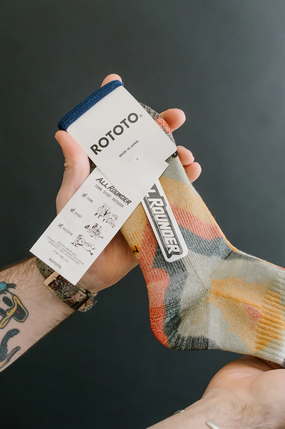 R1564 - Allrounder Merino Tie Dye Crew Sock - Yellow, Red - Image 3