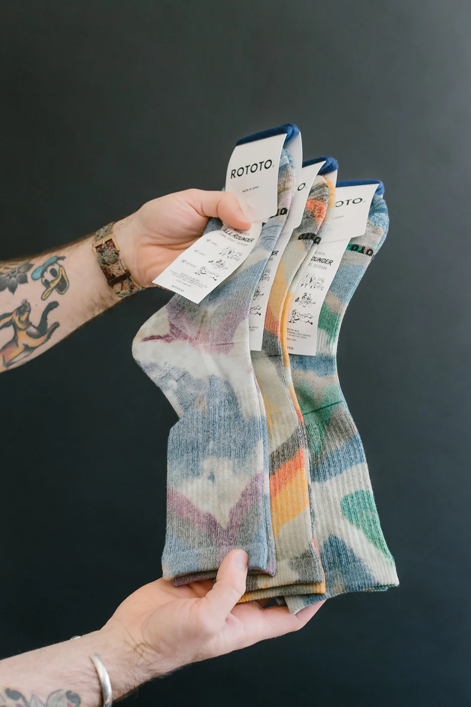 R1564 - Allrounder Merino Tie Dye Crew Sock - Yellow, Red - Image 4