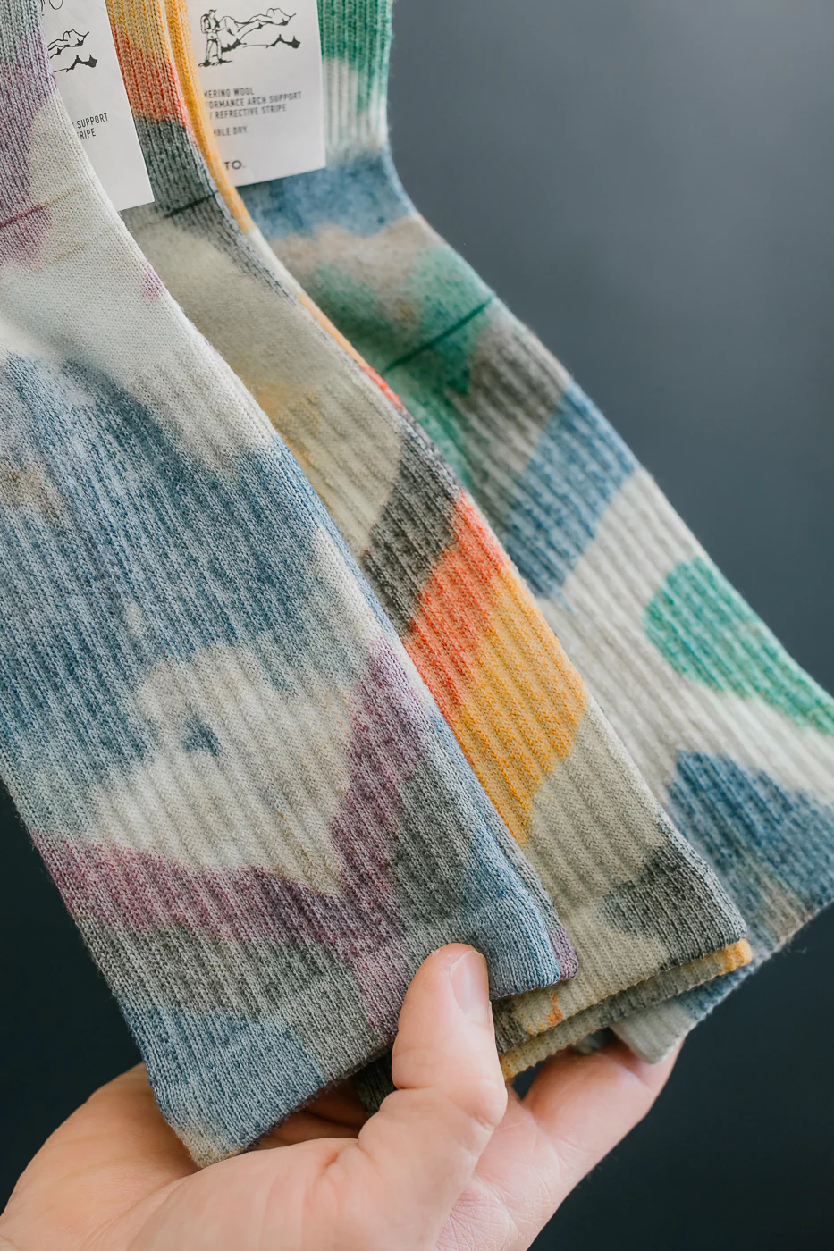 R1564 - Allrounder Merino Tie Dye Crew Sock - Yellow, Red - Image 5