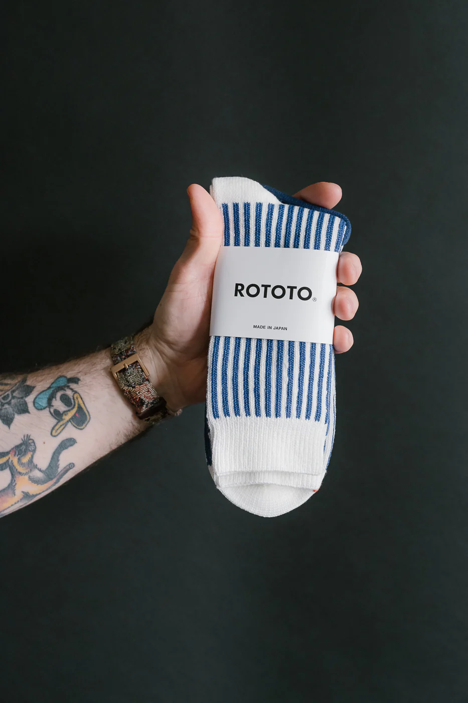 R1586 - Vertical Stripe Sock - White, Royal Blue - Image 2