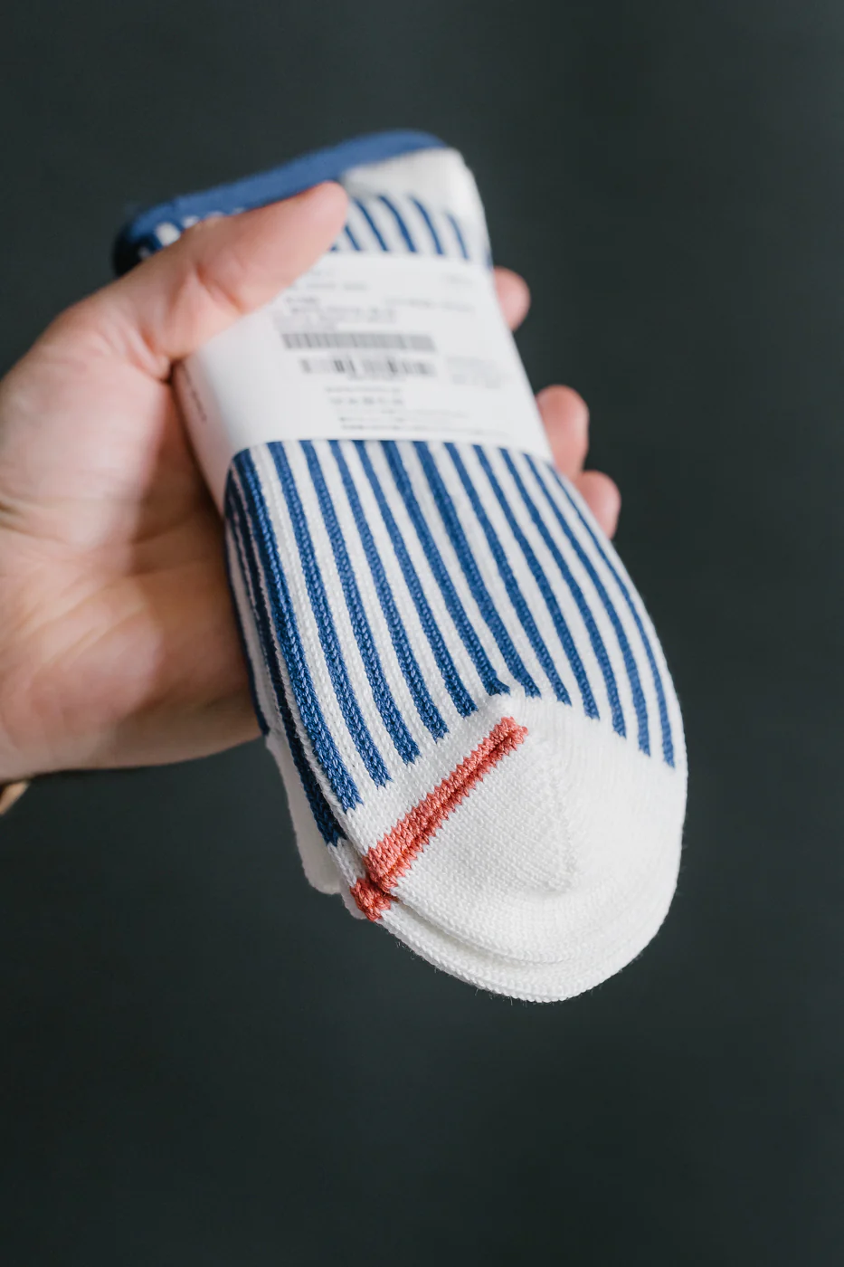 R1586 - Vertical Stripe Sock - White, Royal Blue - Image 3