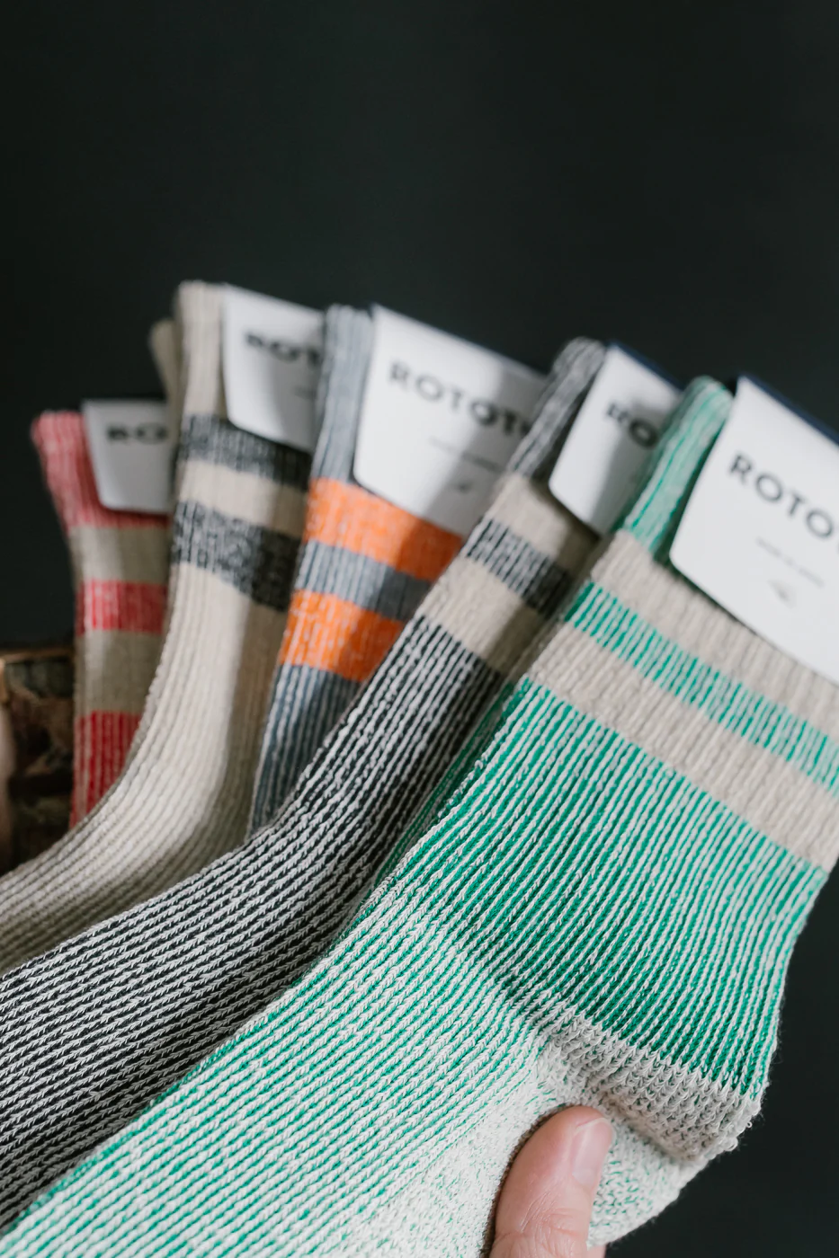 R1589 - Pile Stripe Marl Socks - Blue, Orange - Image 4