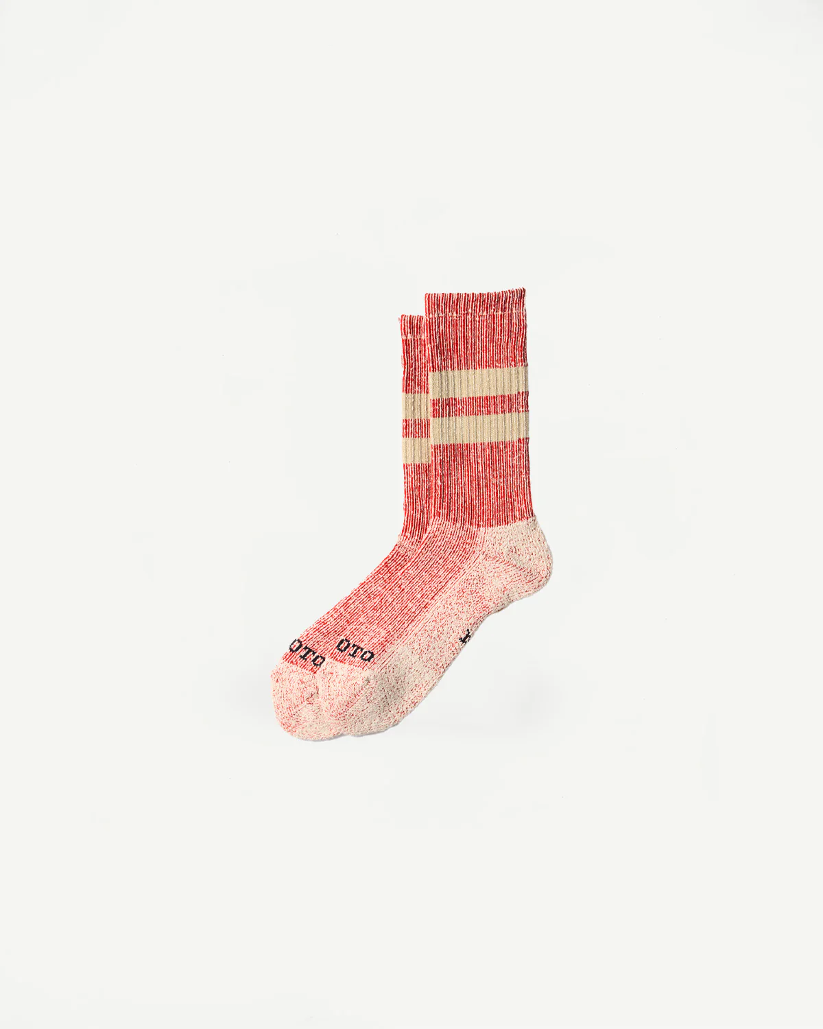 R1589 - Pile Stripe Marl Socks - Red, Beige
