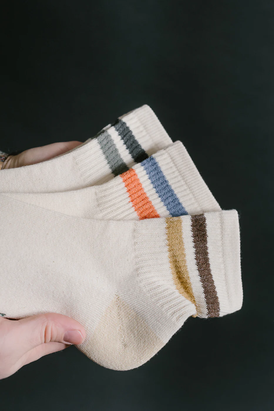 R1591 - Retro Athletic Ankle Sock - Brown, Khaki - Image 4