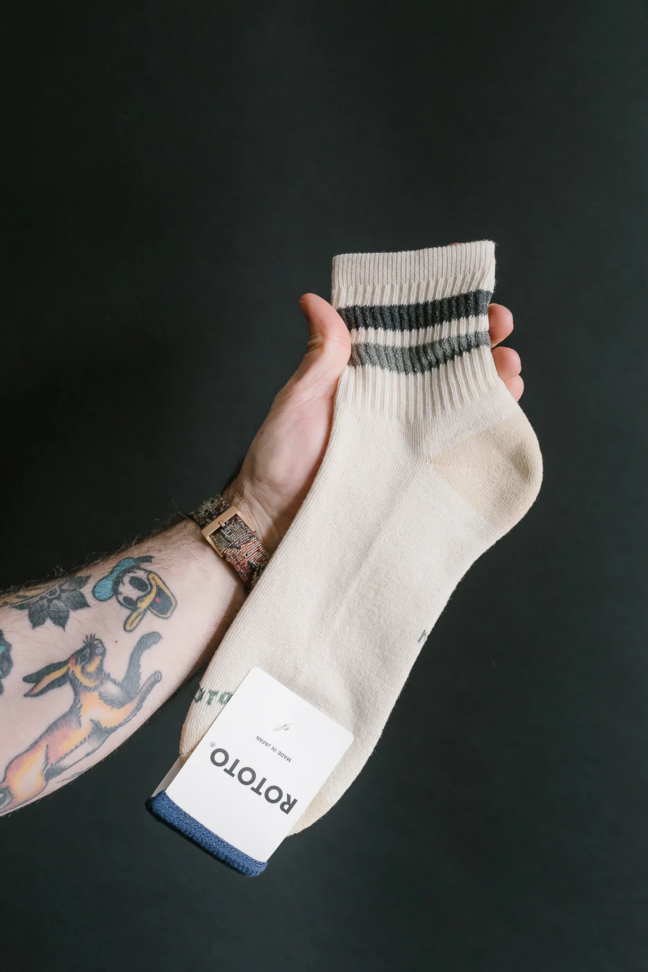 R1591 - Retro Athletic Ankle Sock - Charcoal, Grey - Image 2