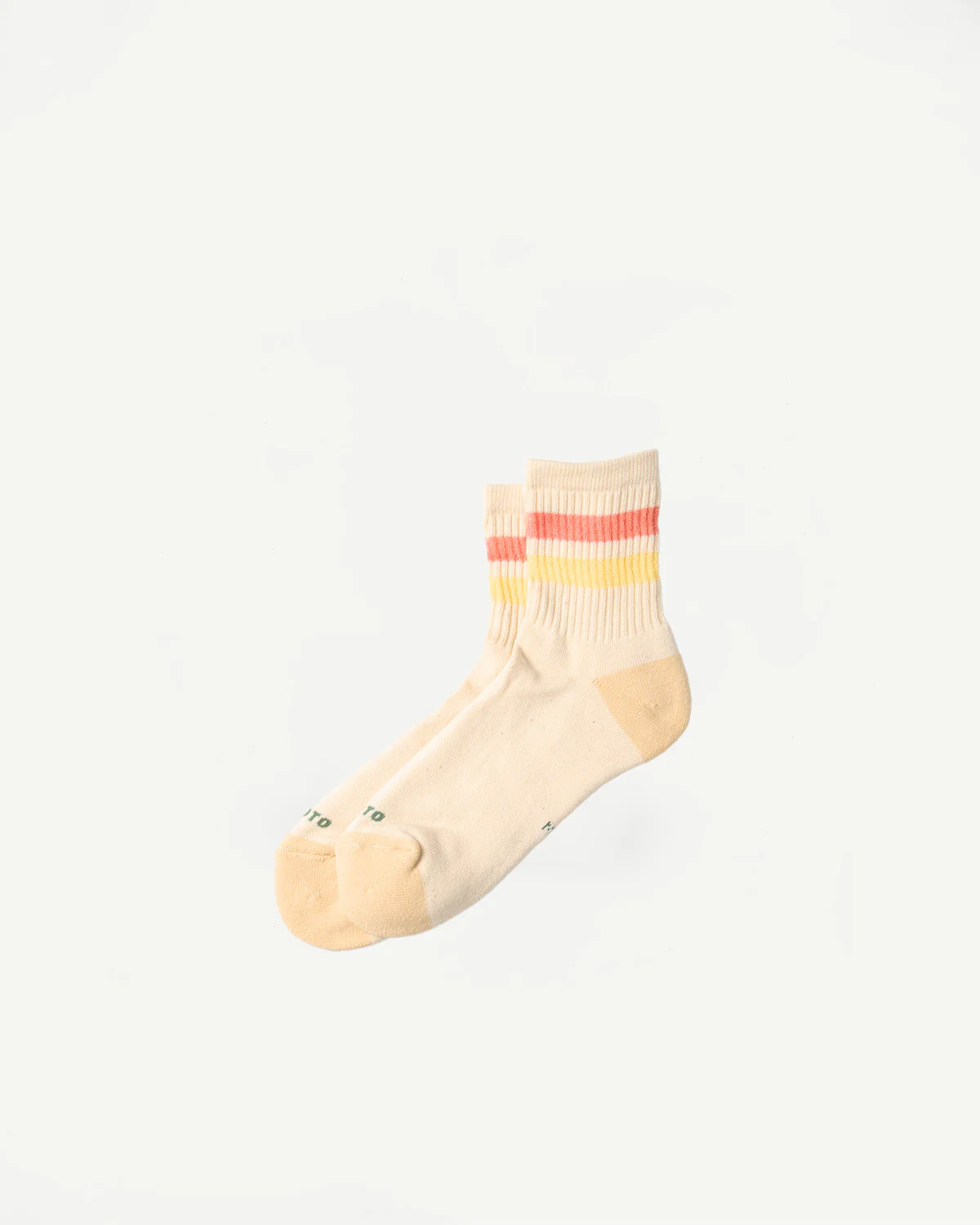 R1591 - Retro Athletic Ankle Sock - Coral, Light Yellow