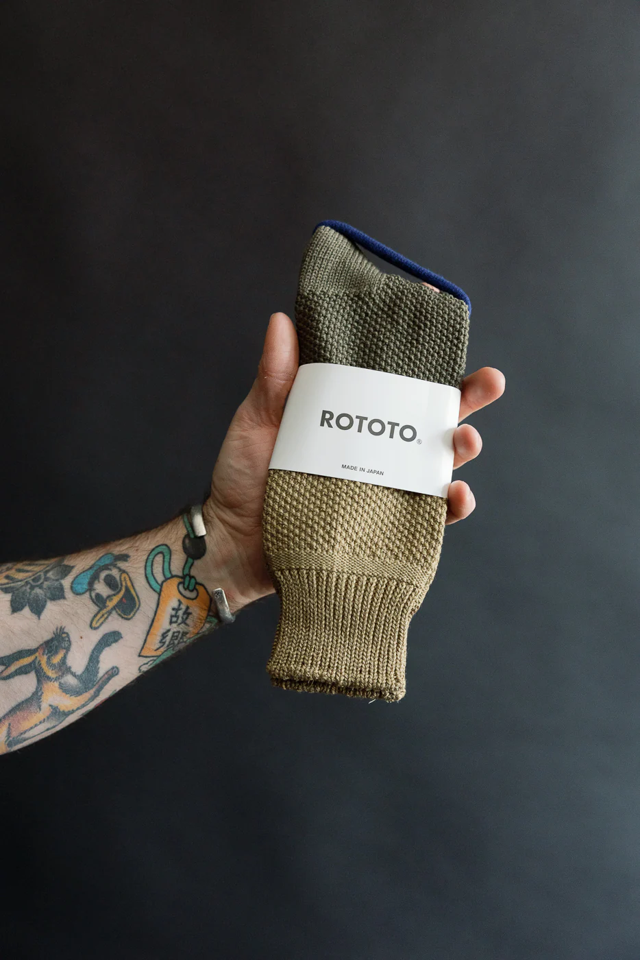 R1610 - Seed Stitch Socks - Light Olive, O.D. Green - Image 2
