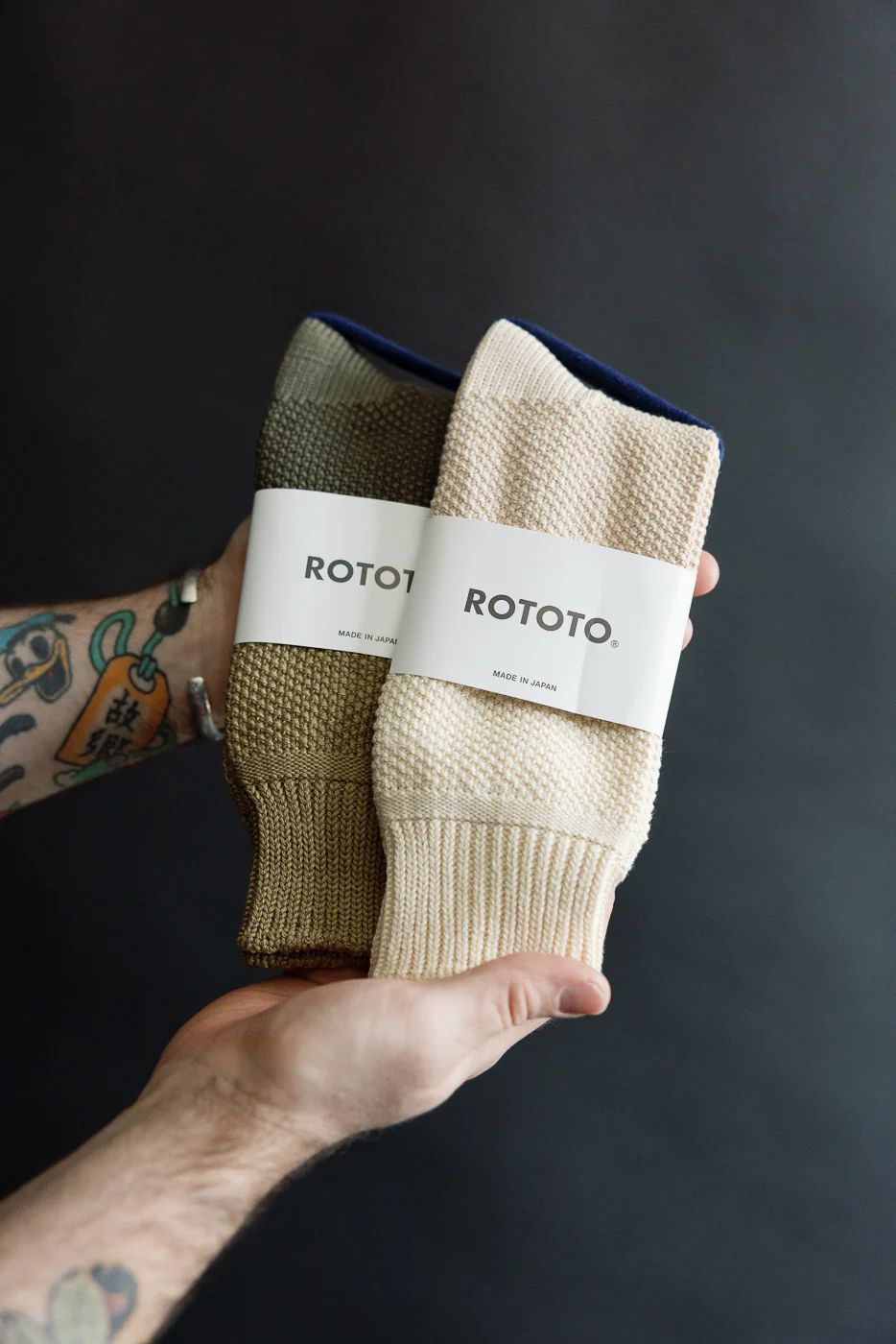 R1610 - Seed Stitch Socks - Light Olive, O.D. Green - Image 4