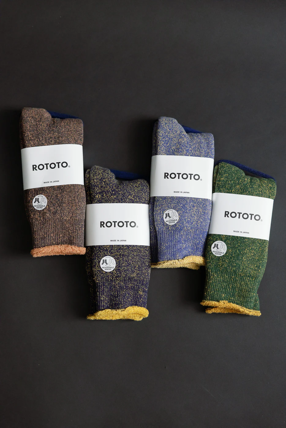 R1612 - Reversible Pile Socks - Ivy Green, Dark Yellow - Image 6