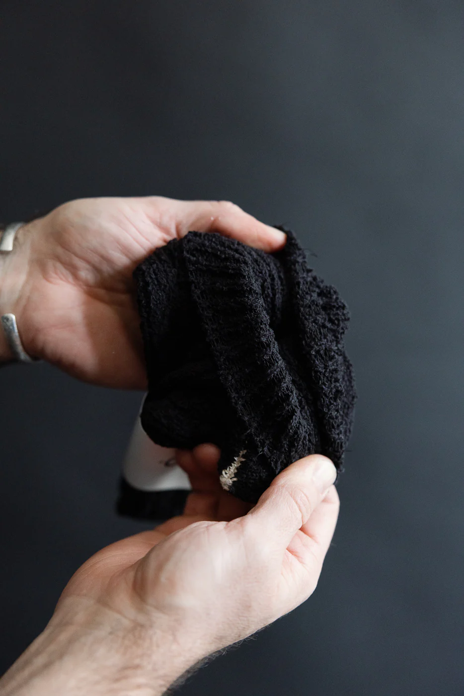 R1613 - Recycled Cotton Bouclé Crew Socks - Black - Image 3