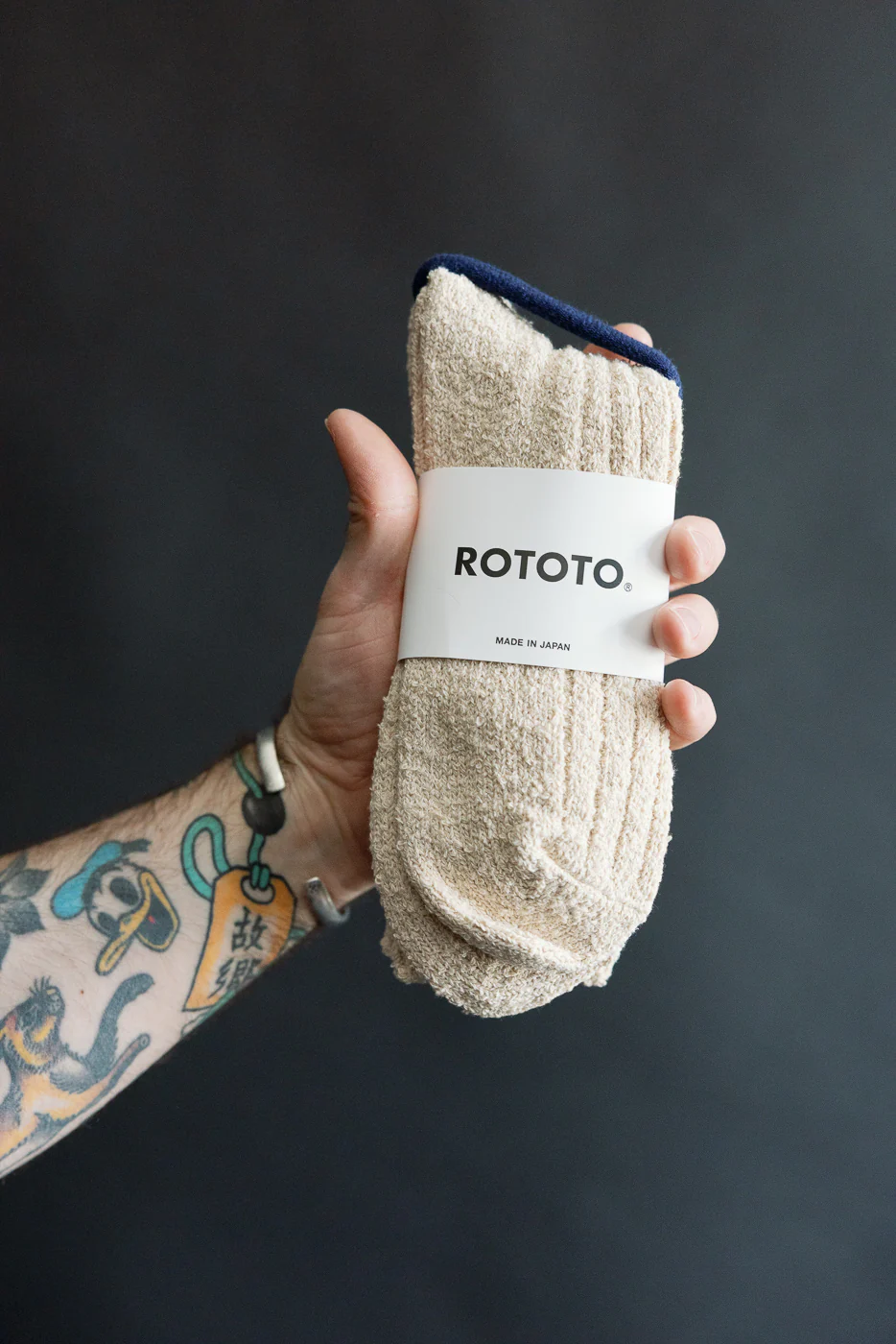 R1613 - Recycled Cotton Bouclé Crew Socks - Ecru - Image 2