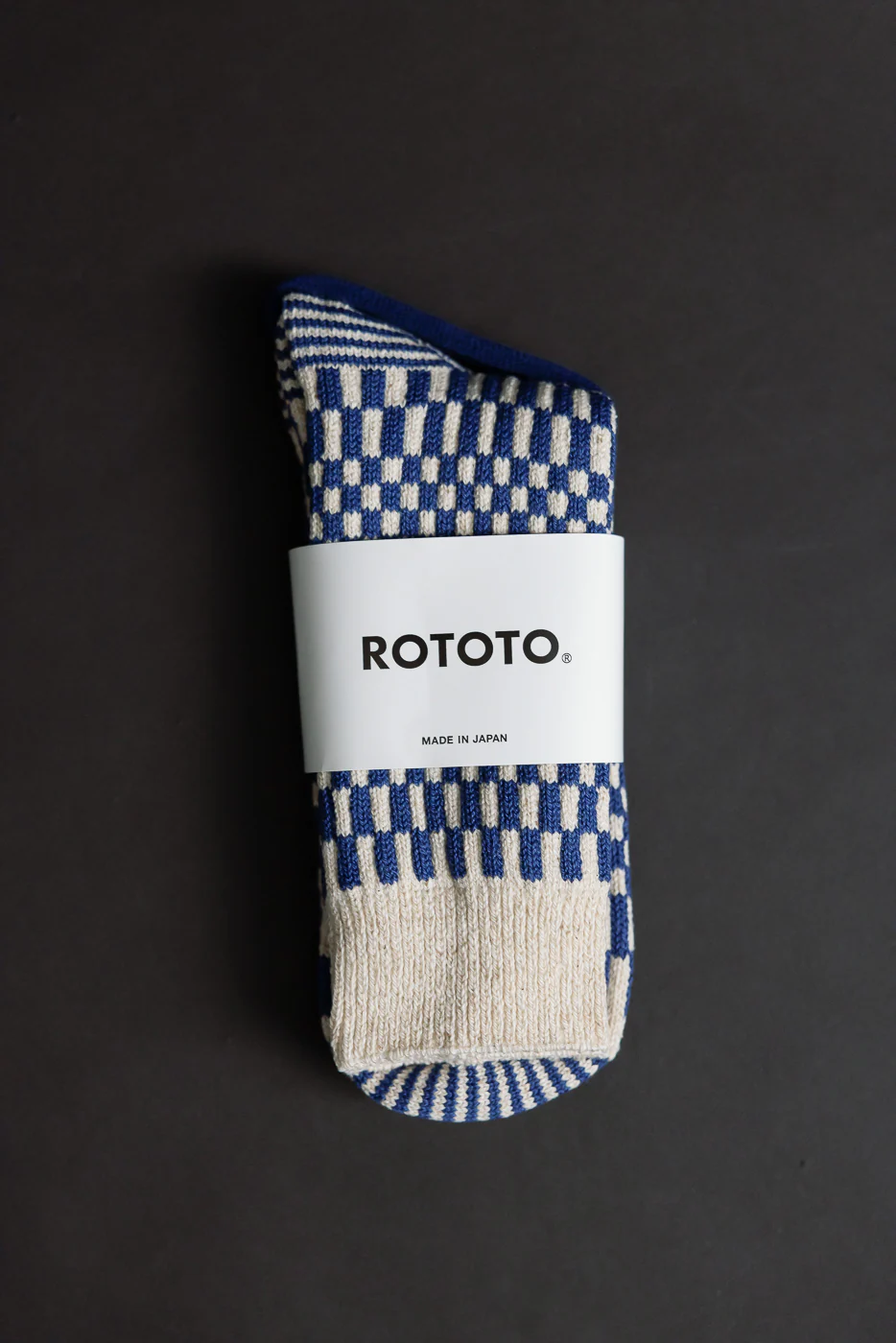 R1621 - Checkerboard Pattern Crew Socks - Blue - Image 2
