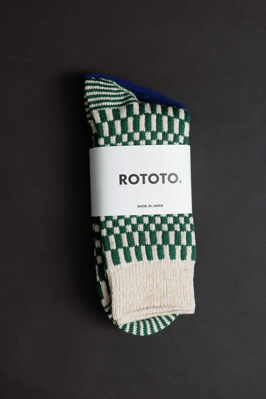 R1621 - Checkerboard Pattern Crew Socks - Green - Image 3
