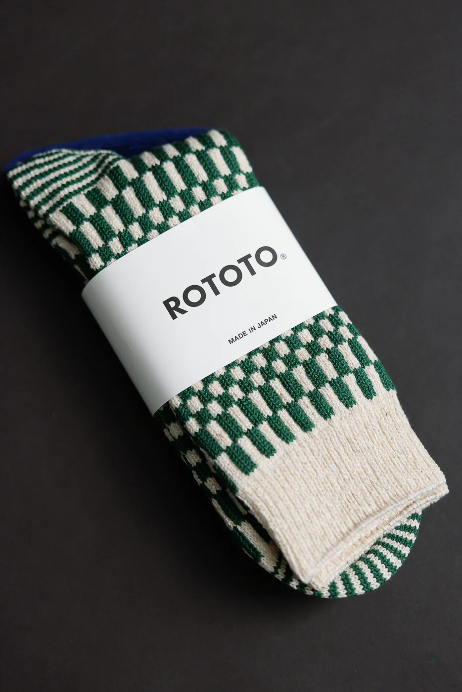R1621 - Checkerboard Pattern Crew Socks - Green - Image 5