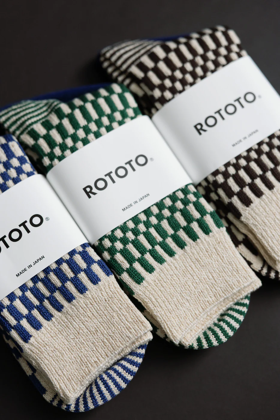 R1621 - Checkerboard Pattern Crew Socks - Green - Image 6