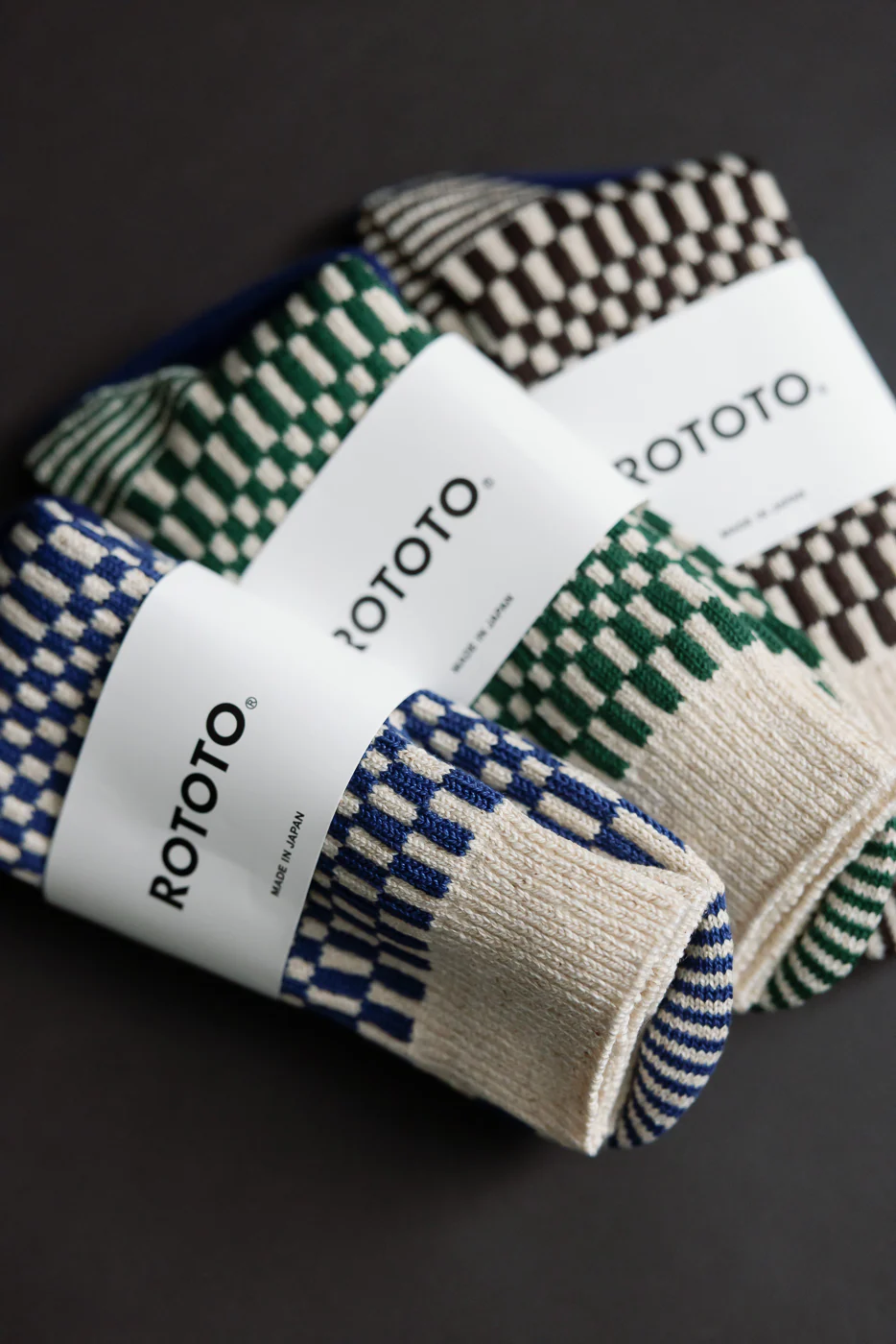 R1621 - Checkerboard Pattern Crew Socks - Green - Image 8