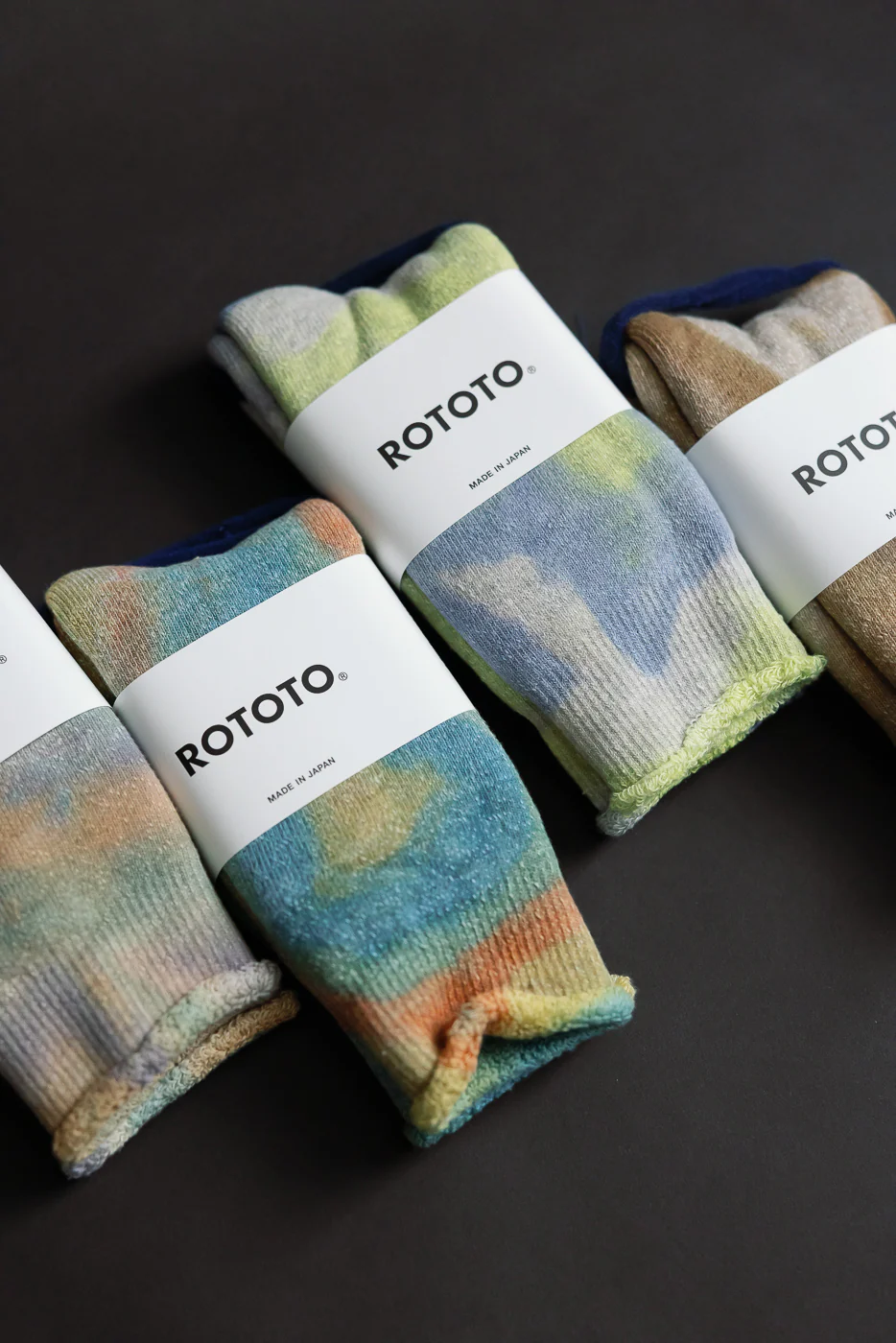 R1660 - Tie Dye Pile Crew Socks - Orange, Light Blue, Light Yellow - Image 6