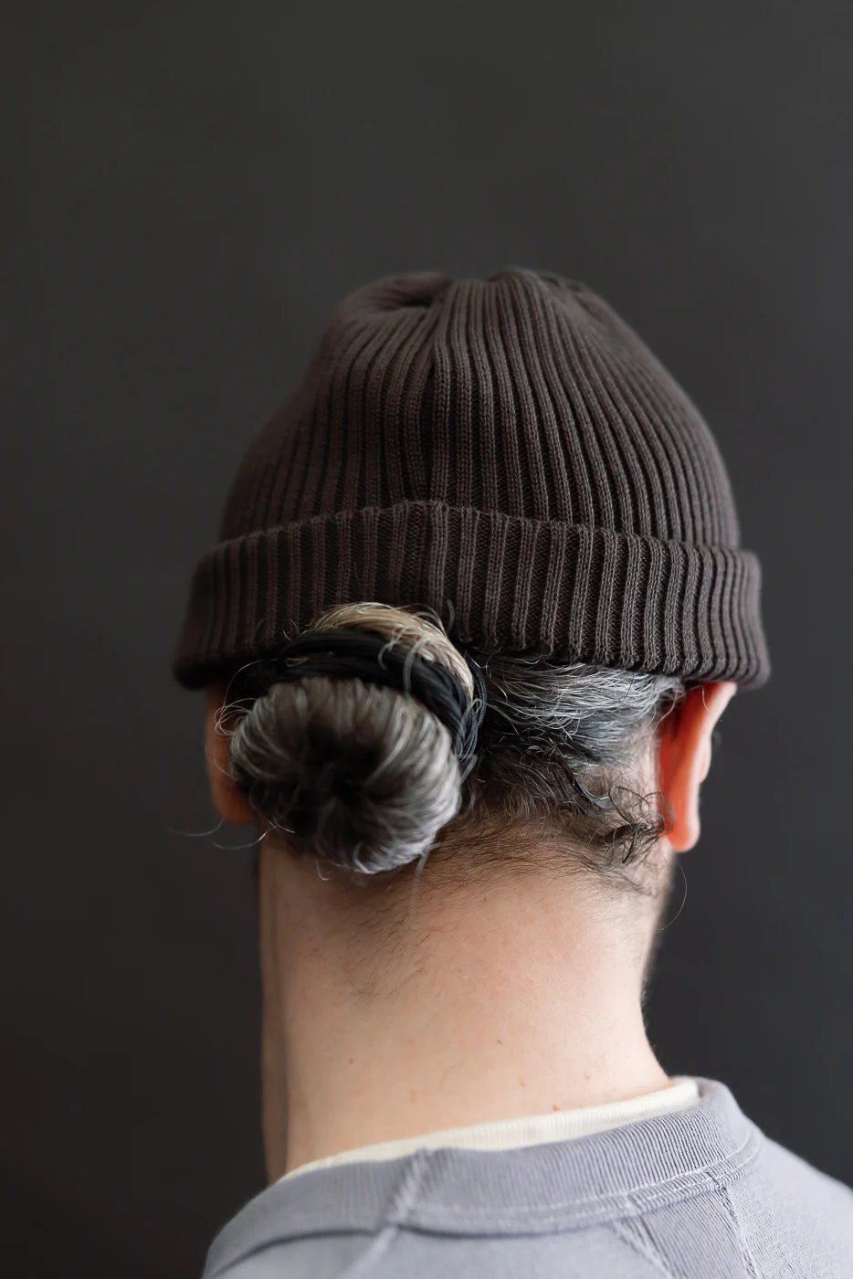 R5021 - Cotton Roll-Up Beanie - Dark Brown - Image 5