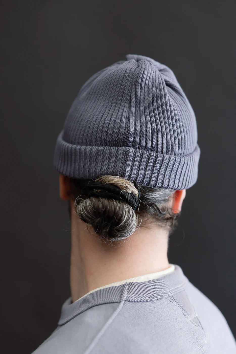 R5021 - Cotton Roll-Up Beanie - Faded Blue - Image 5