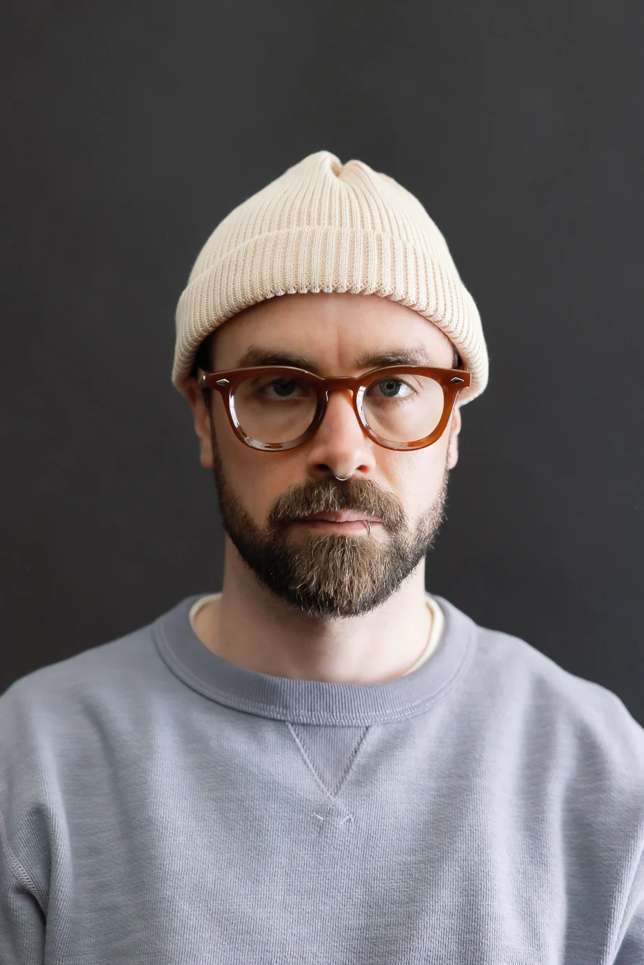 R5021 - Cotton Roll-Up Beanie - Raw Beige - Image 2