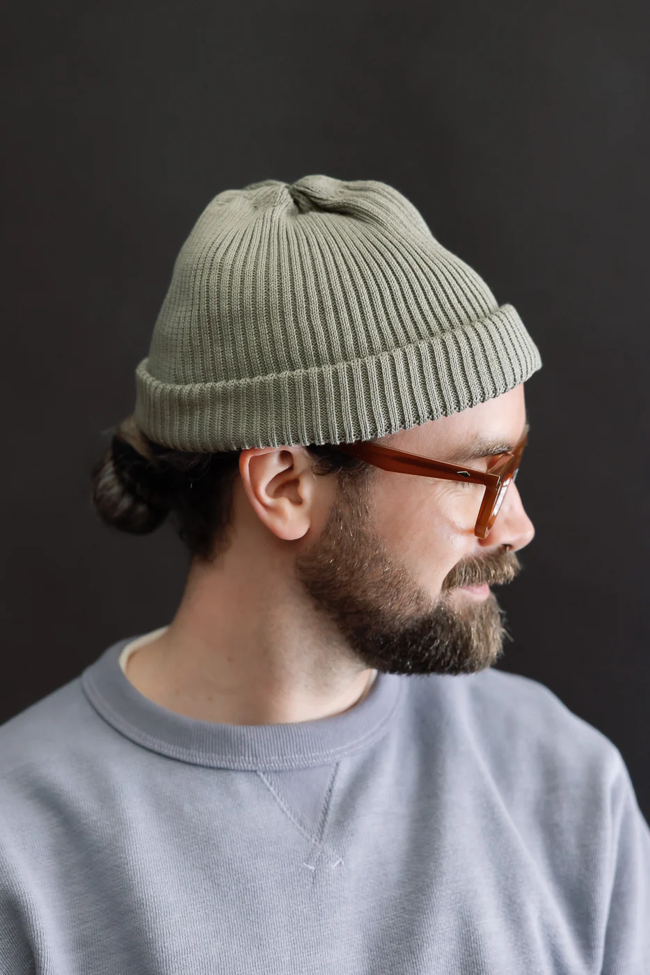 R5021 - Cotton Roll-Up Beanie - Sage - Image 3