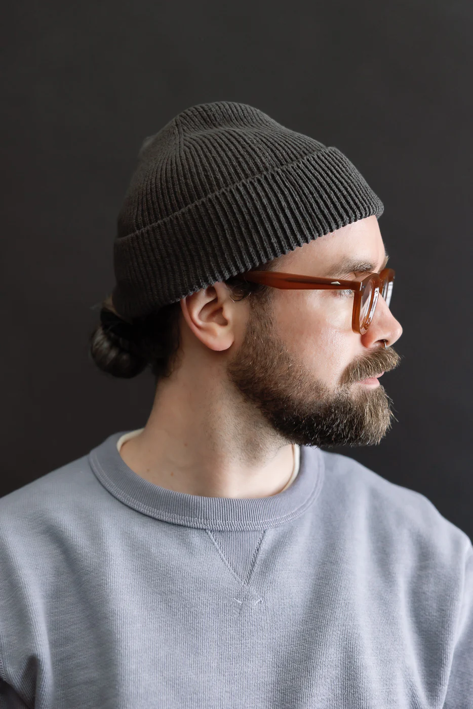 R5136 - Washi Paper & Recycled Cotton Beanie - Dark Gray - Image 3