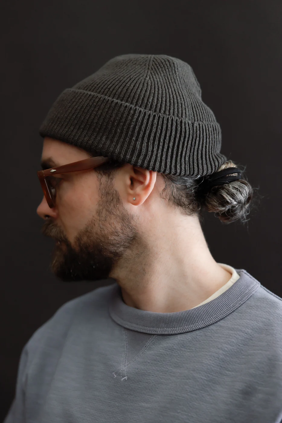 R5136 - Washi Paper & Recycled Cotton Beanie - Dark Gray - Image 4