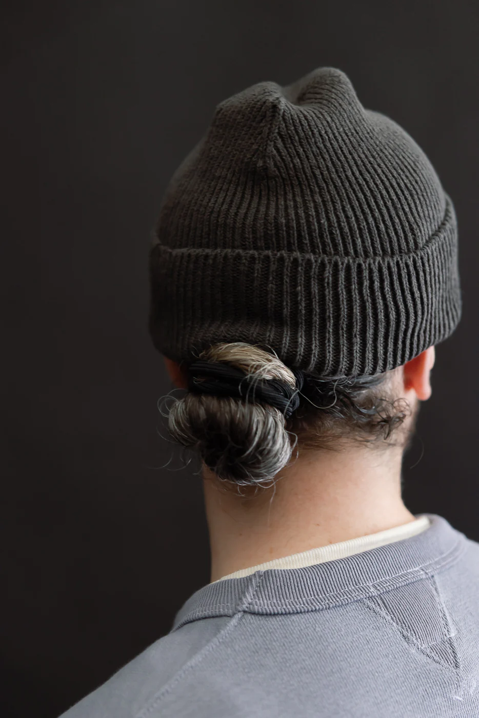 R5136 - Washi Paper & Recycled Cotton Beanie - Dark Gray - Image 5