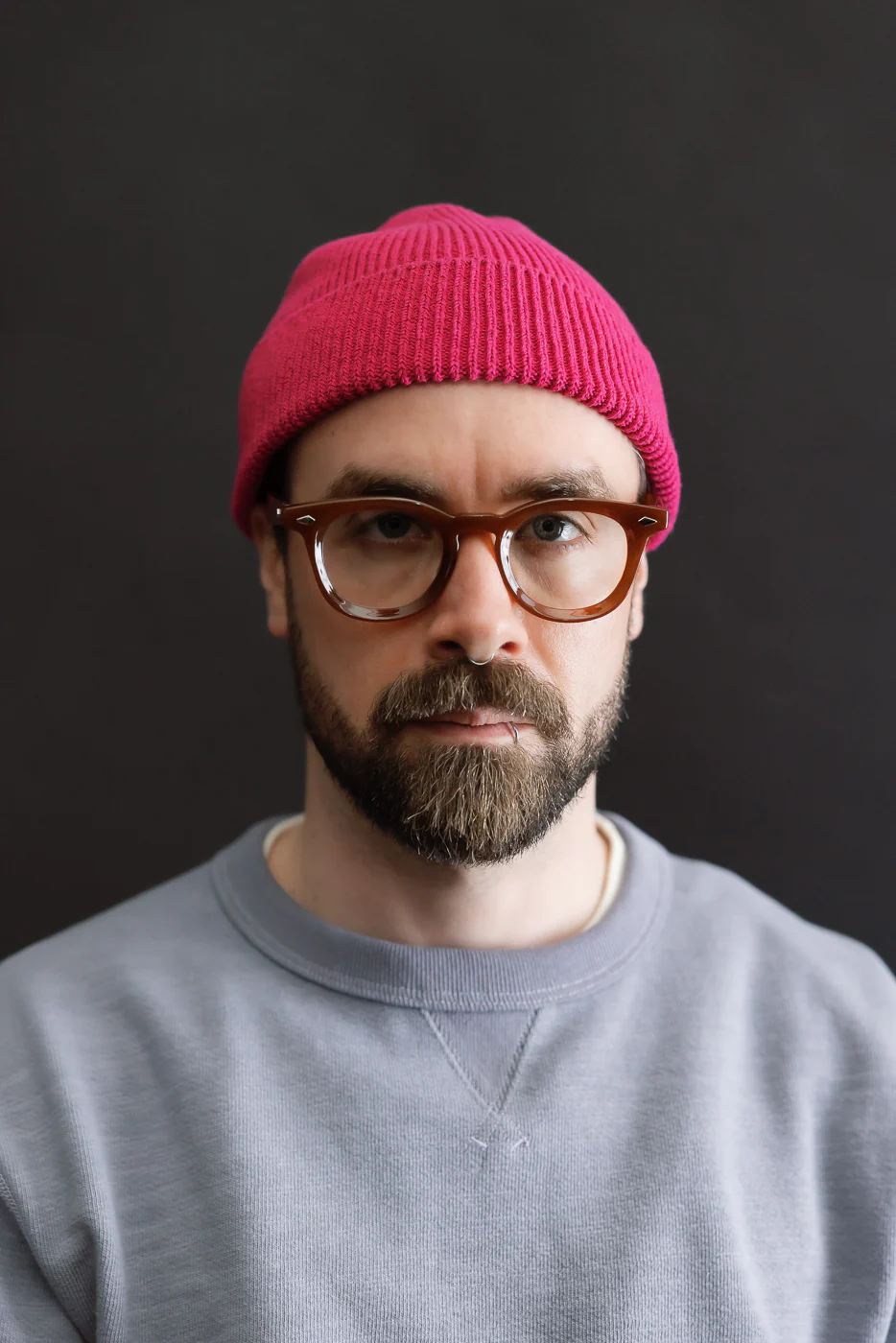 R5136 - Washi Paper & Recycled Cotton Beanie - Dark Pink - Image 2