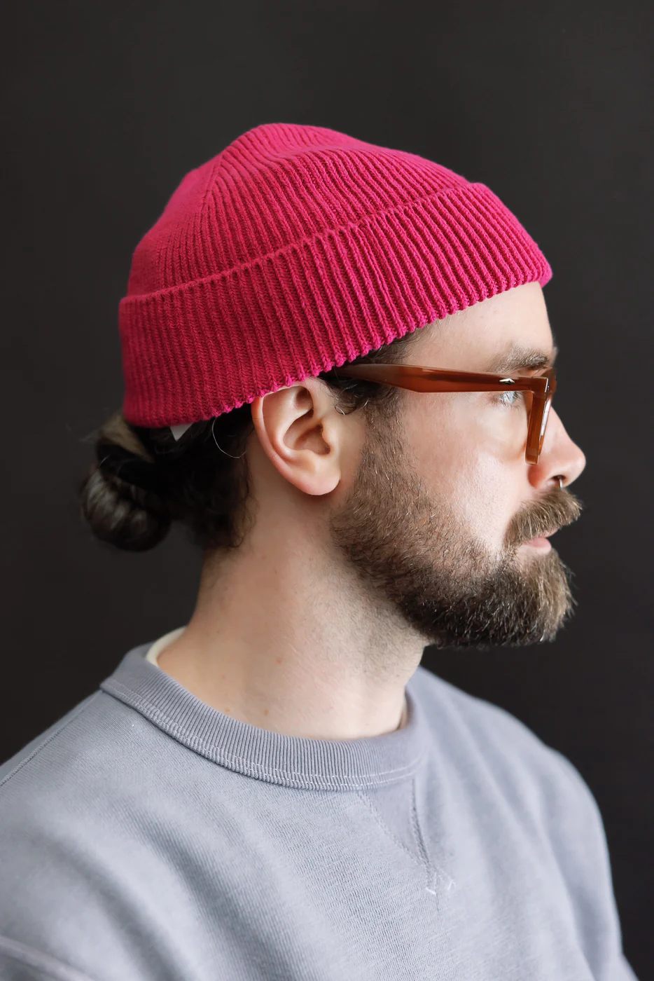 R5136 - Washi Paper & Recycled Cotton Beanie - Dark Pink - Image 3