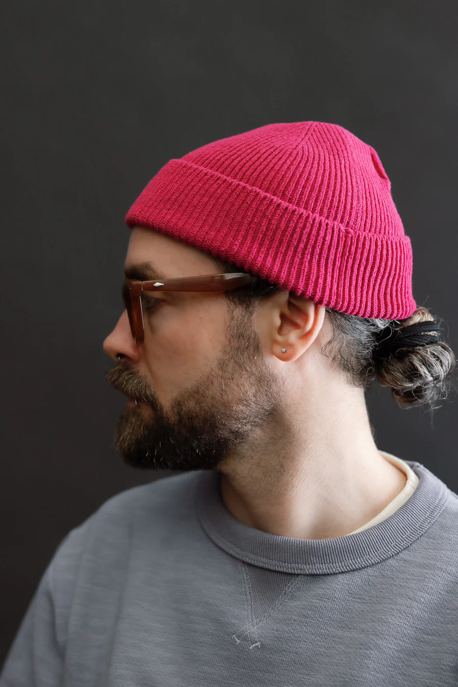 R5136 - Washi Paper & Recycled Cotton Beanie - Dark Pink - Image 5