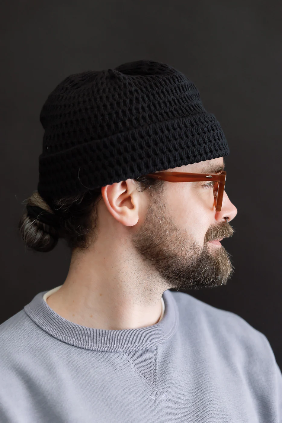 R5163 - Recycled Cotton Open Knit Beanie - Black - Image 3