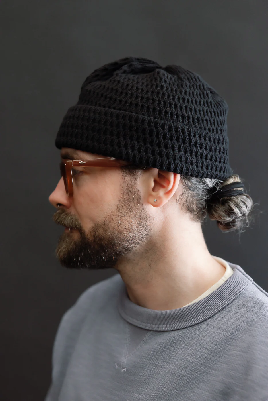R5163 - Recycled Cotton Open Knit Beanie - Black - Image 4