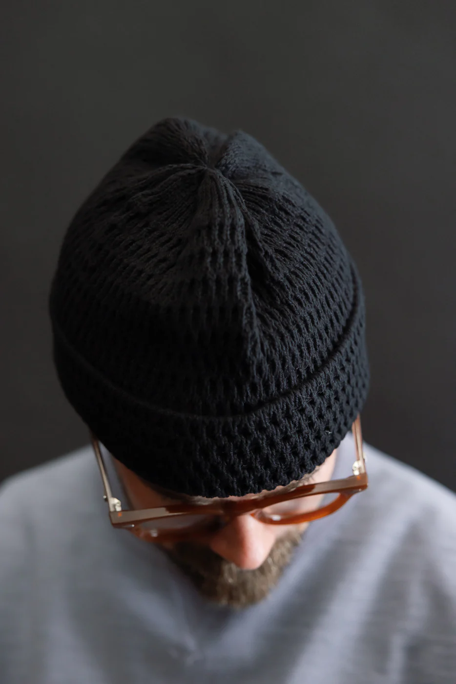 R5163 - Recycled Cotton Open Knit Beanie - Black - Image 6