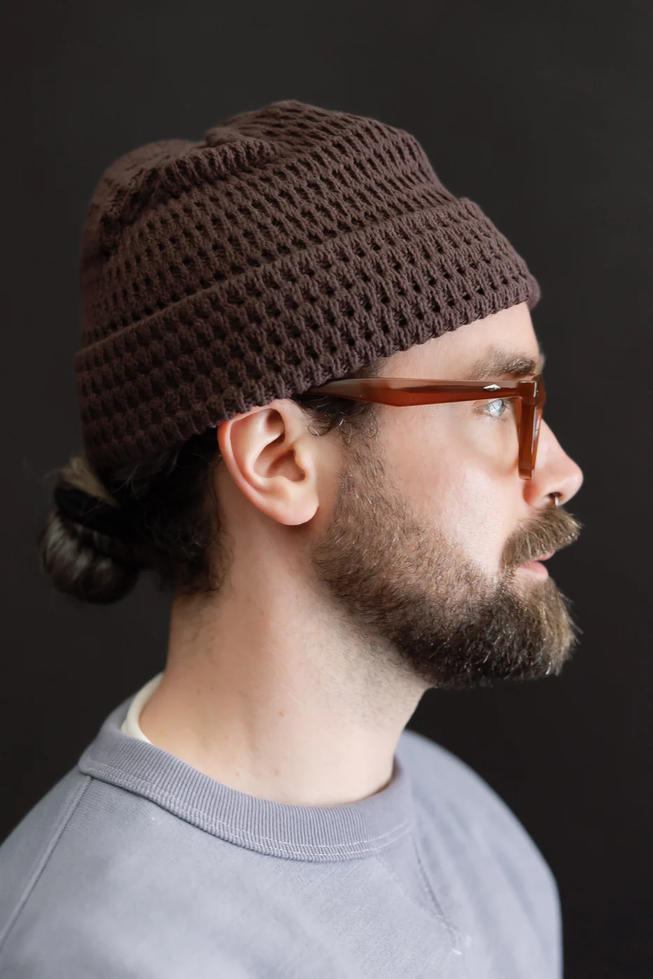 R5163 - Recycled Cotton Open Knit Beanie - Brown - Image 3