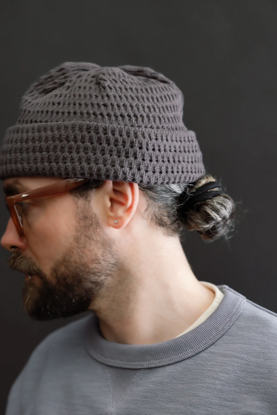 R5163 - Recycled Cotton Open Knit Beanie - Charcoal - Image 4
