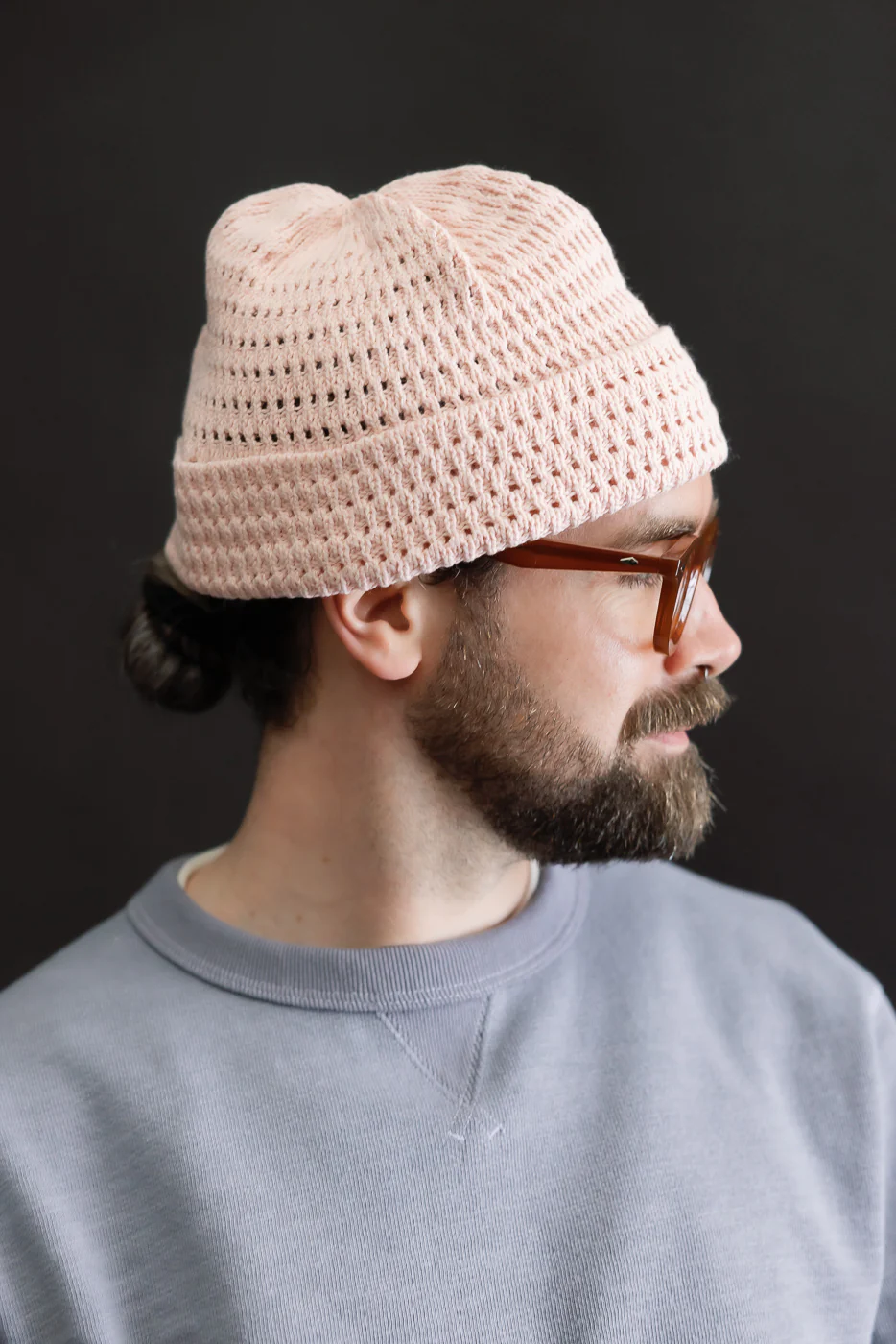 R5163 - Recycled Cotton Open Knit Beanie - Light Pink - Image 3