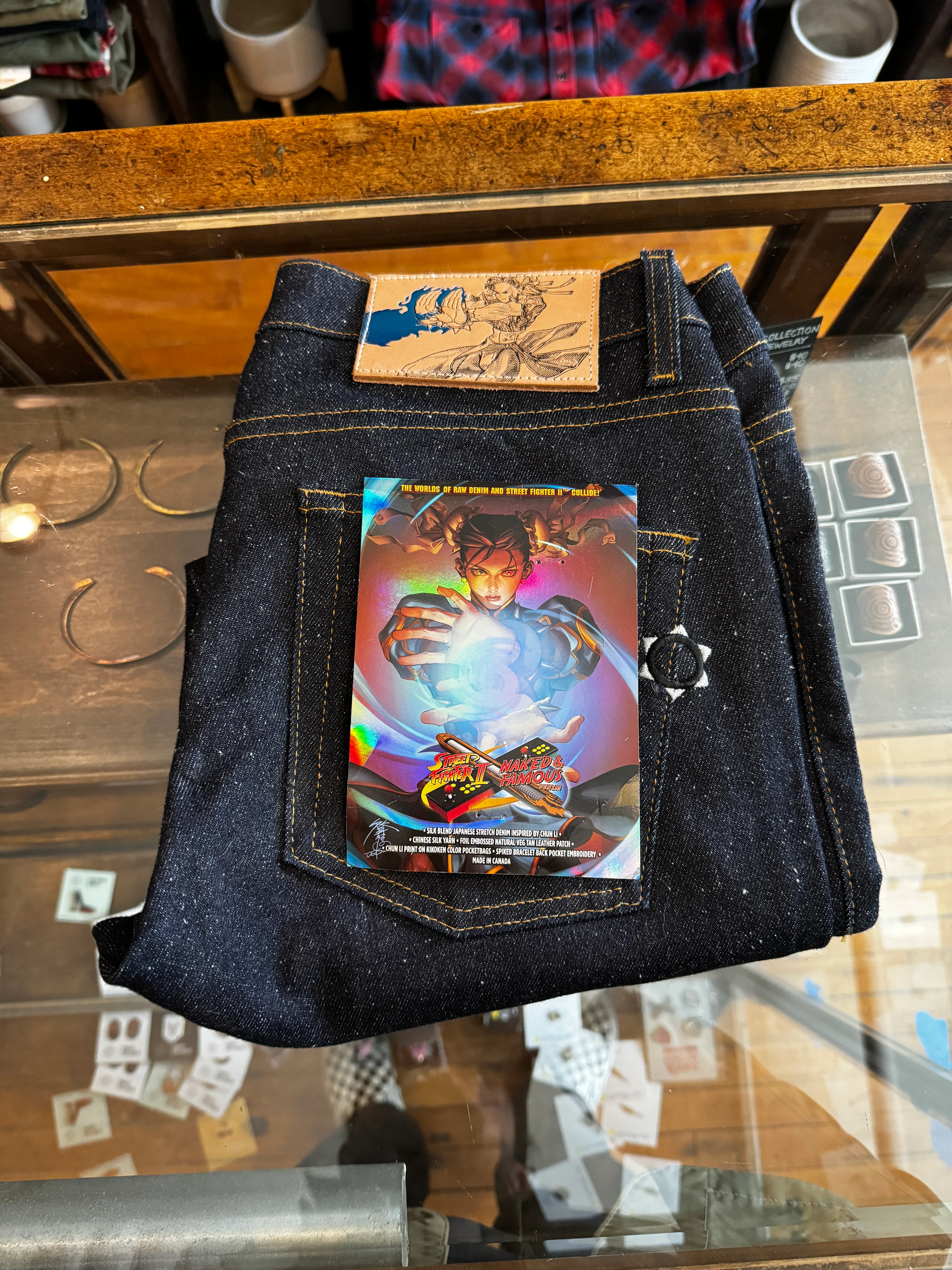 Rare** - Once Worn -Street Fighter II - Chun Li Silk Lightning Leg Neppy Denim - Super Guy - 32