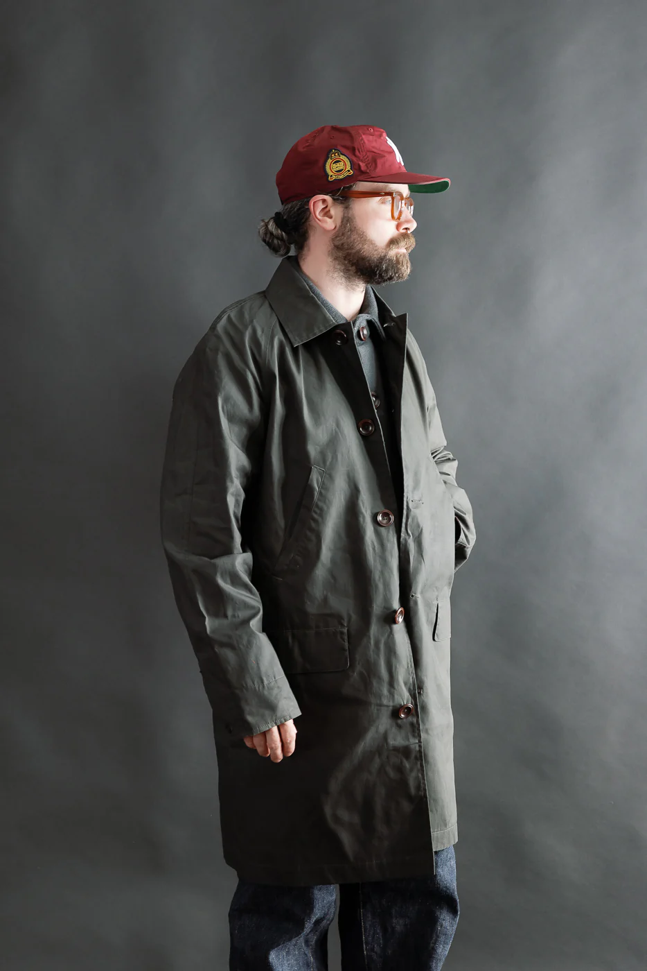 Raven Coat Coated Cotton Twill - Dark Grey - Image 10
