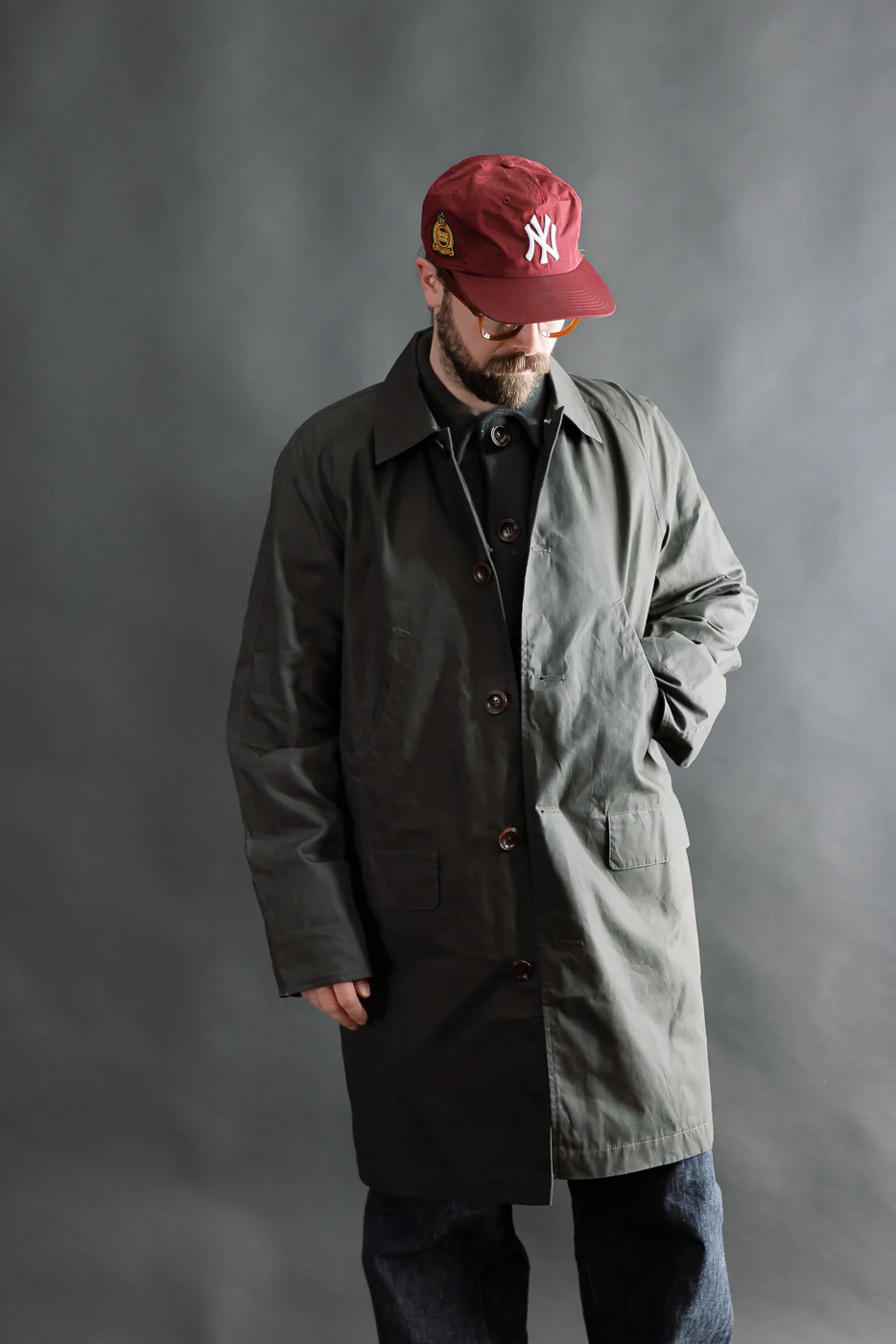 Raven Coat Coated Cotton Twill - Dark Grey - Image 15