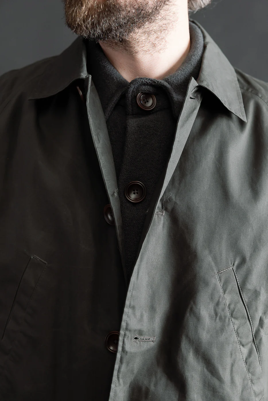 Raven Coat Coated Cotton Twill - Dark Grey - Image 24