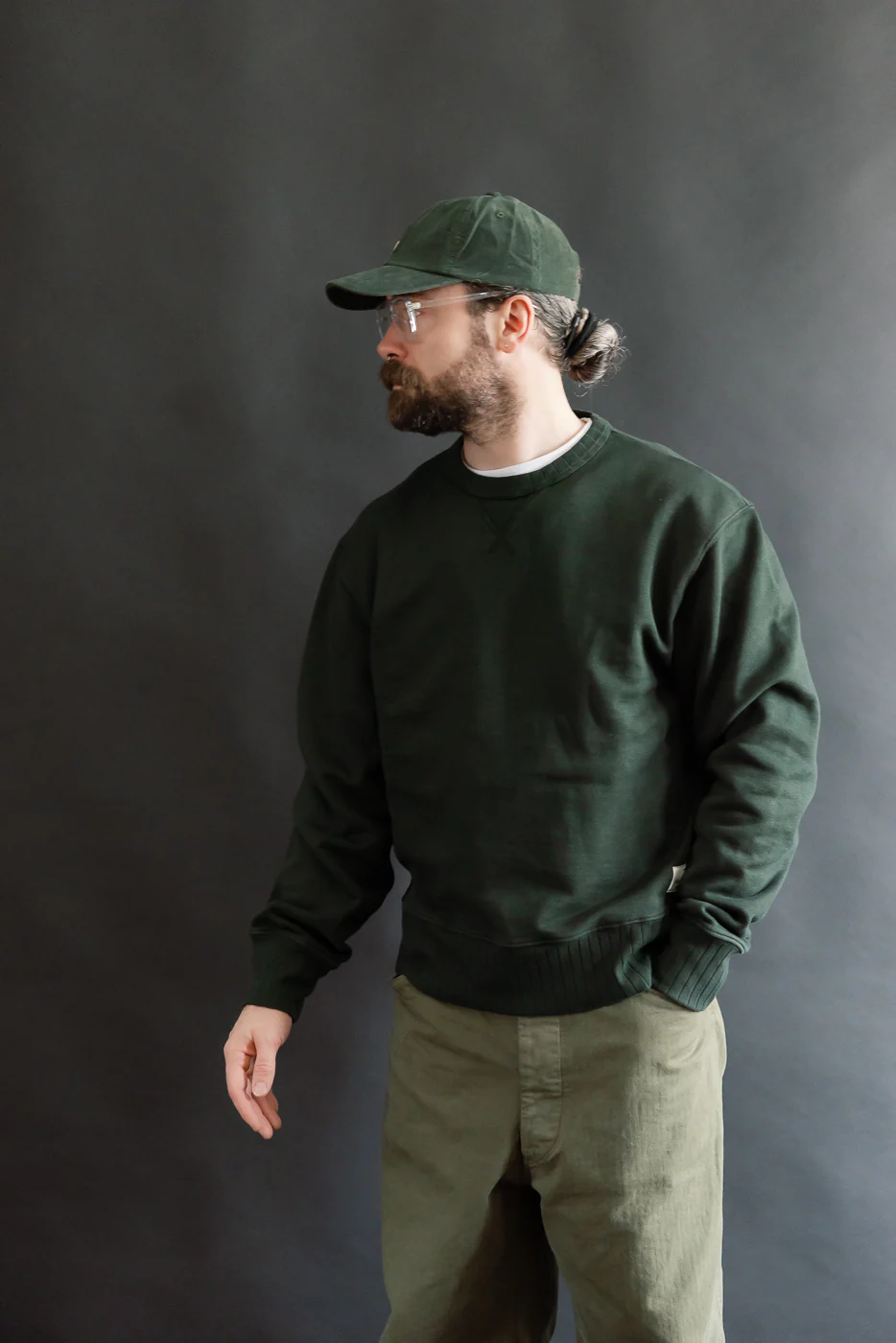 RFC01.401 - Textured Heavyweight Rugged Fleece Cotton Sweatshirt - Forest - Image 12