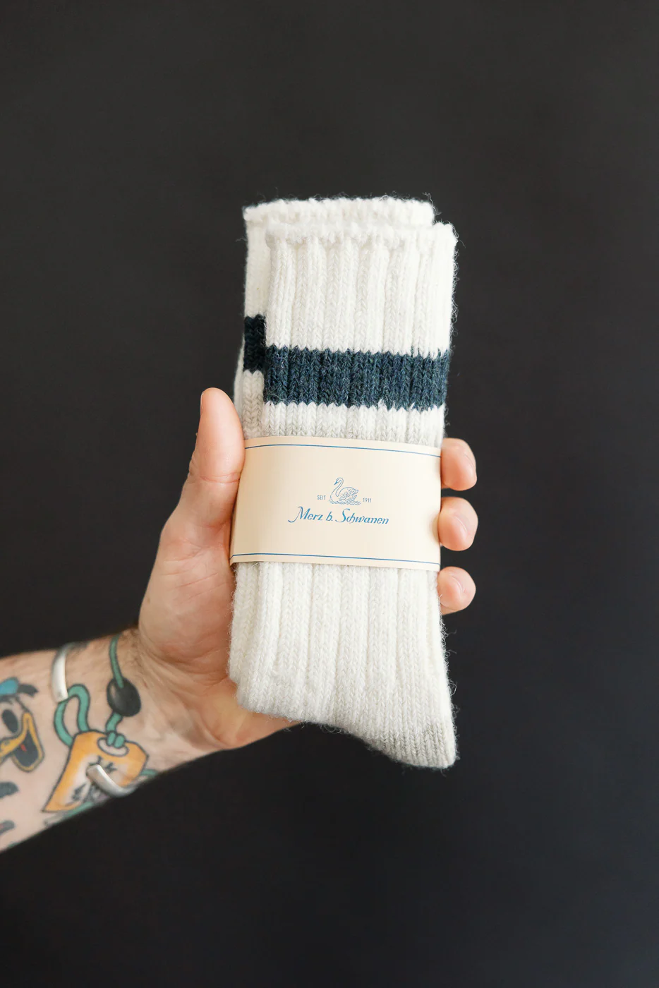 RW04.0265 - Recycled Wool Socks - Nature, Denim Blue - Image 2