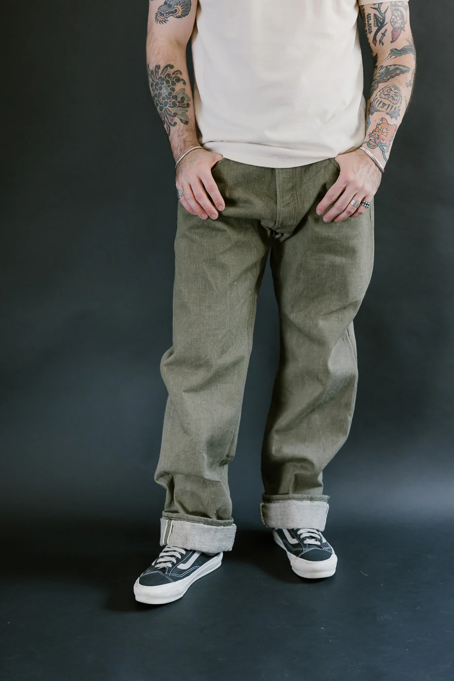 S0150GNX - 17oz Uguisu Denim - Regular Straight - Image 11