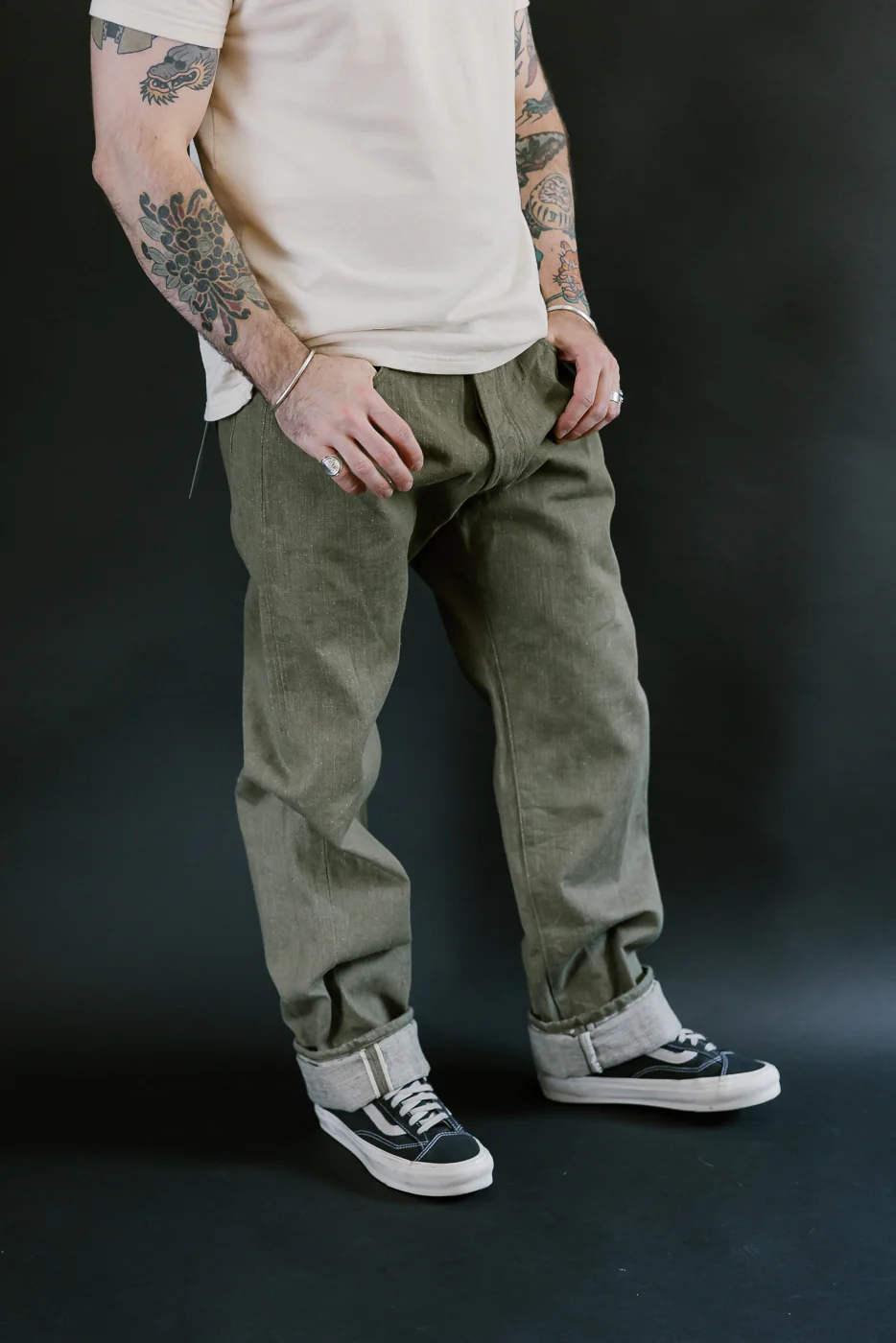 S0150GNX - 17oz Uguisu Denim - Regular Straight - Image 12