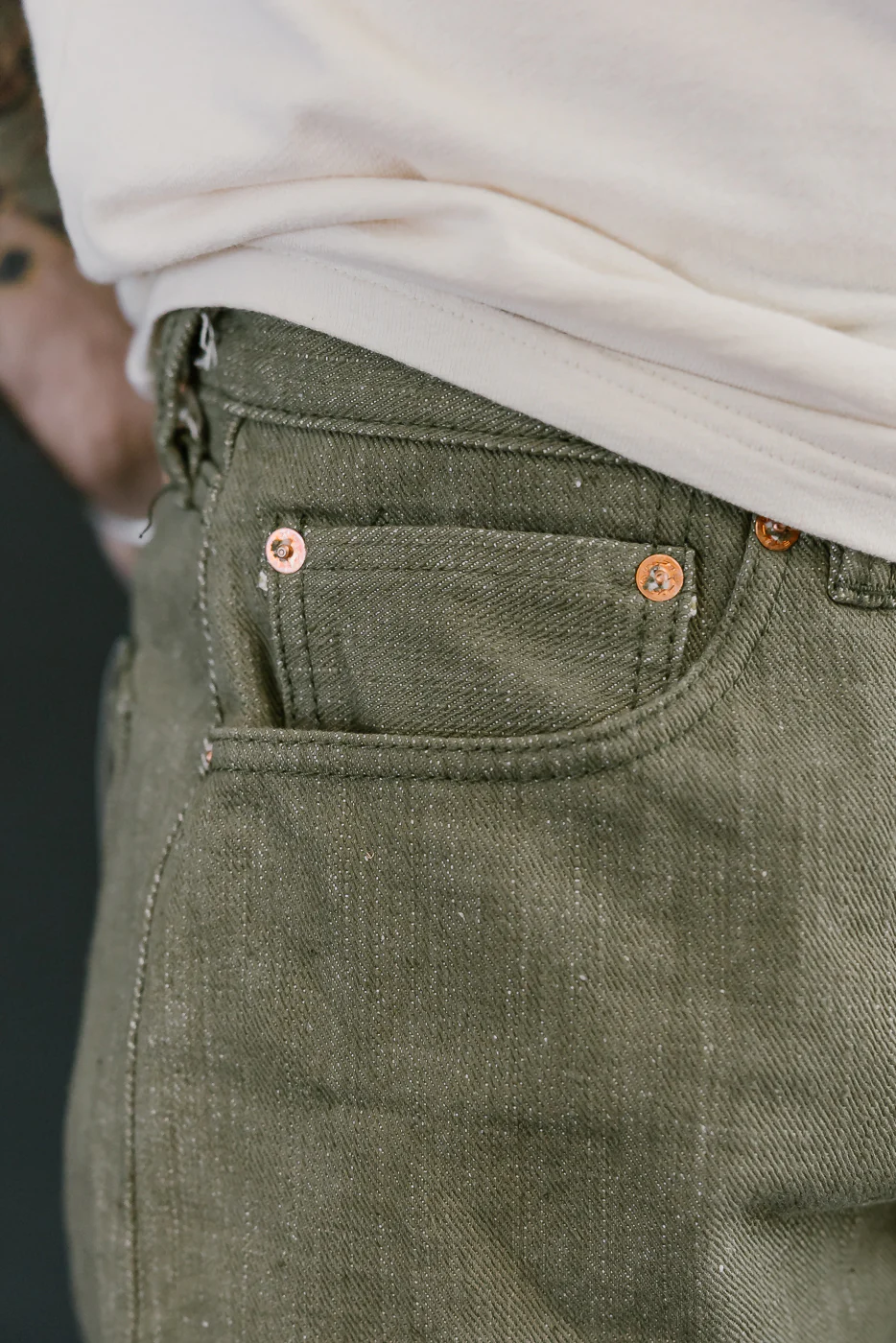 S0150GNX - 17oz Uguisu Denim - Regular Straight - Image 18
