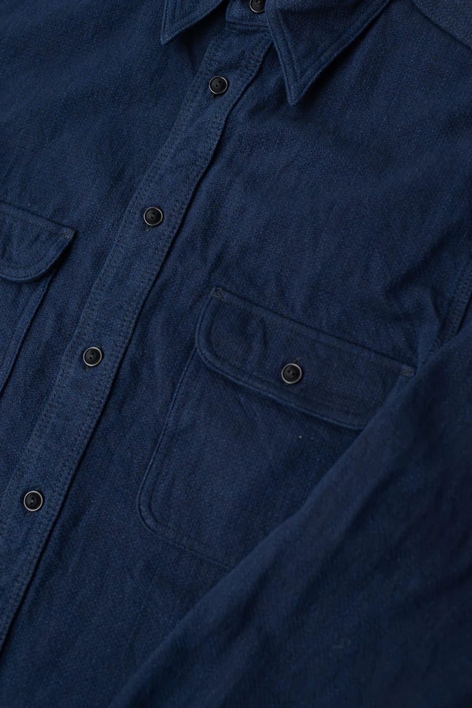 SAK24-01W - Spotted Work Shirt - Natural Indigo - Image 4